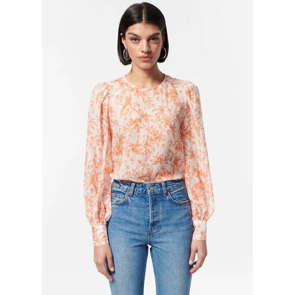 Cami NYC Analys Long Sleeve Silk Top Papaya Toile U23-T02-PYATO XSmall XS NEW - Picture 2 of 4